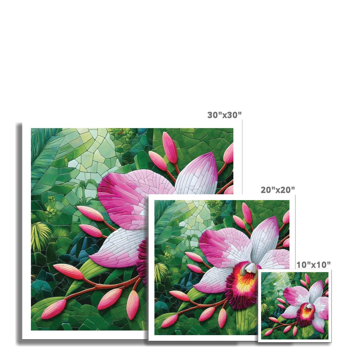 Pink Orchid Mosaic Hahnemühle German Etching Print - DecorDash