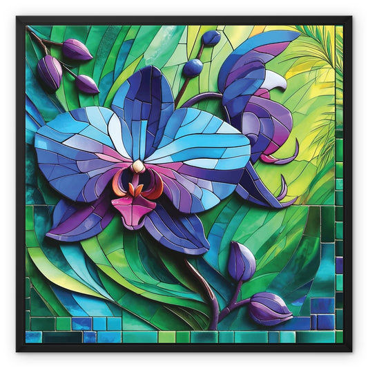 Blue Orchid Mosaic Framed Canvas