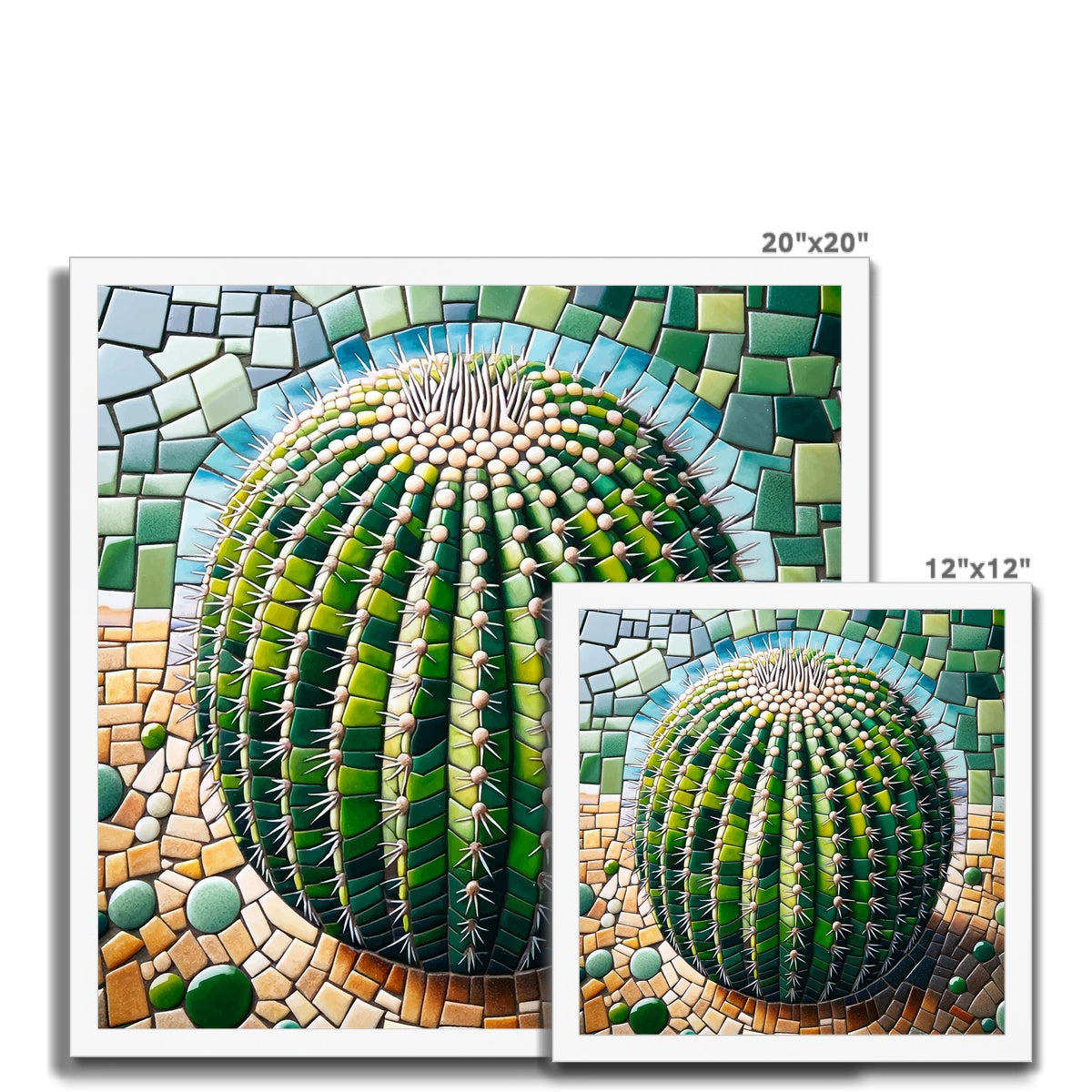 Barrel Cactus Mosaic Budget Framed Poster