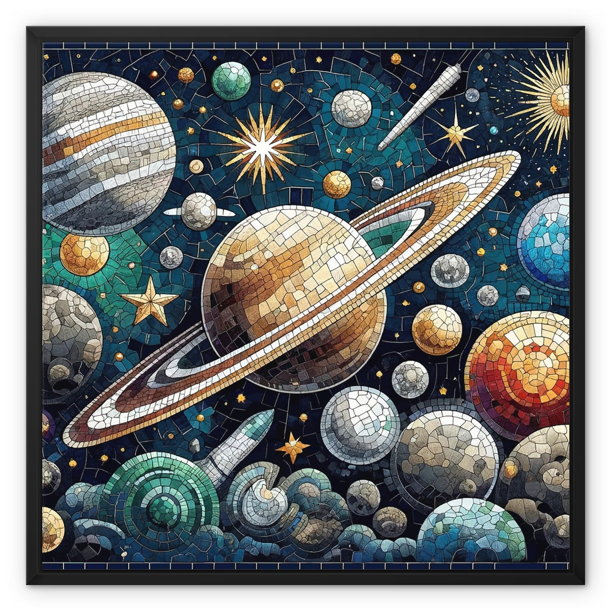 Space Mosaic Framed Canvas - DecorDash