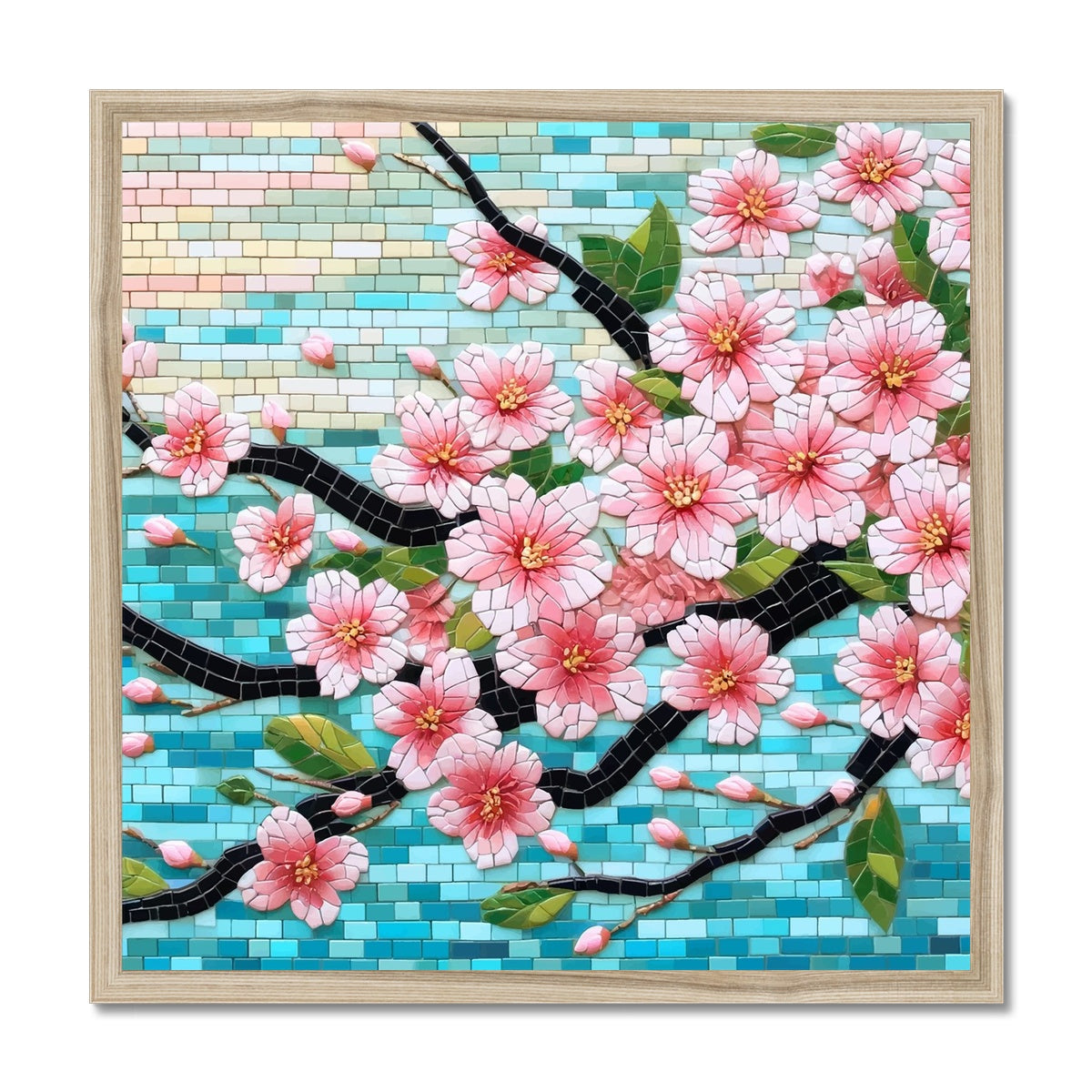 Cherry Blossom Mosaic Budget Framed Poster