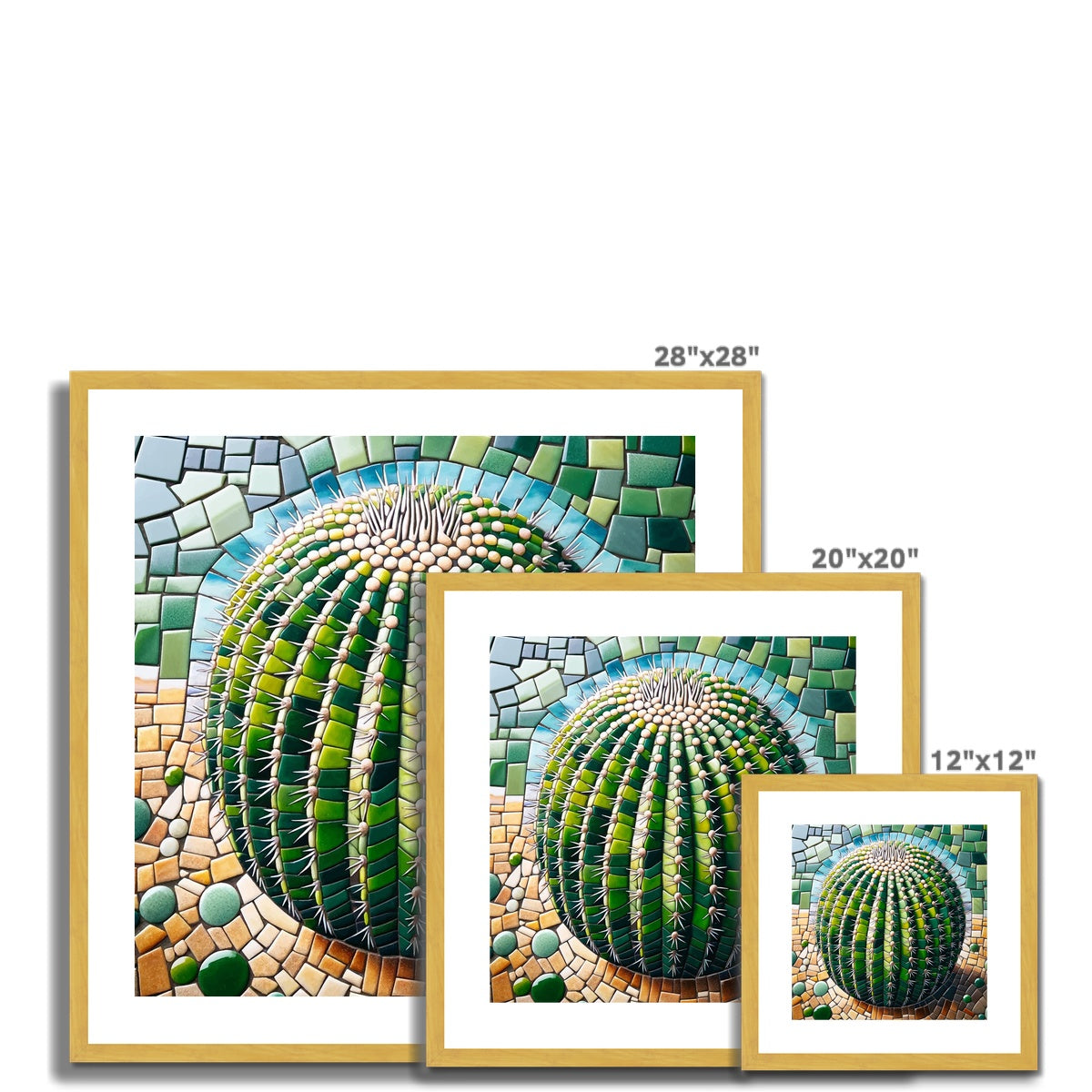 Barrel Cactus Mosaic Antique Framed & Mounted Print - DecorDash