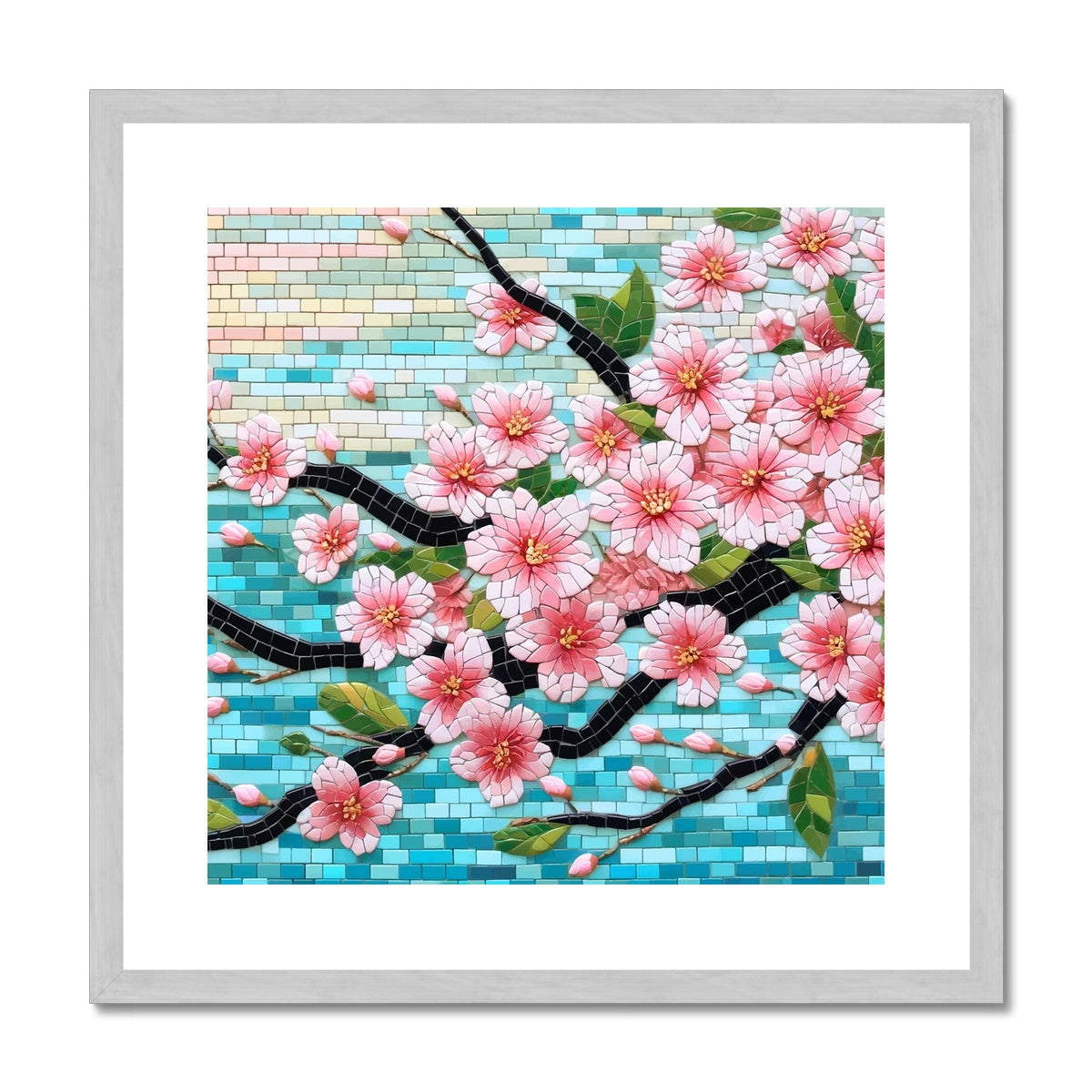 Cherry Blossom Mosaic Antique Framed & Mounted Print - DecorDash