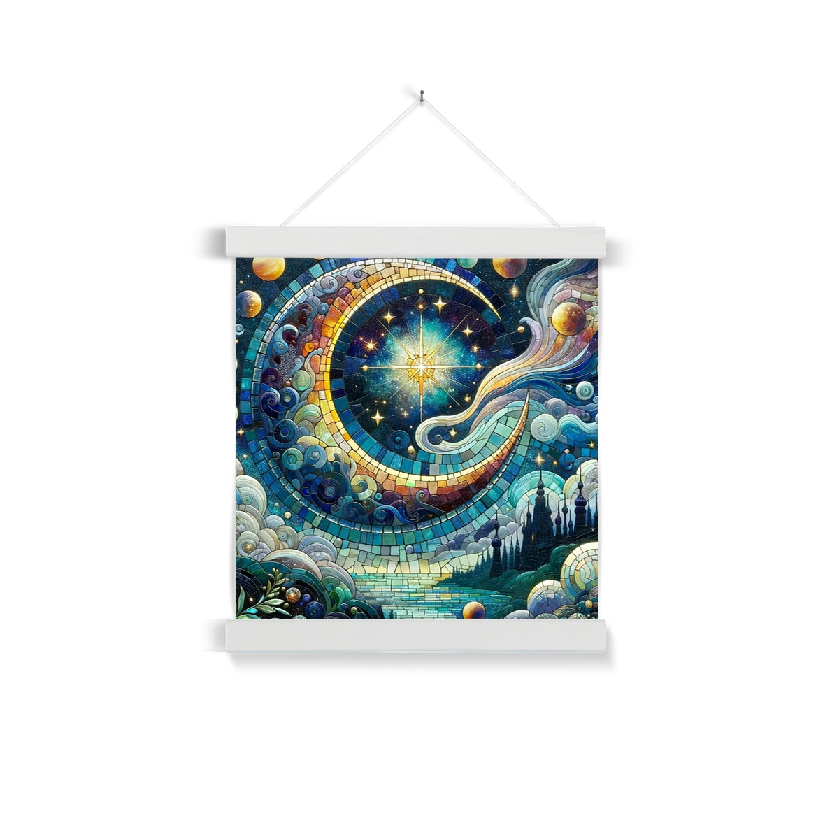 Crescent Moon Mosaic Fine Art Print with Hanger