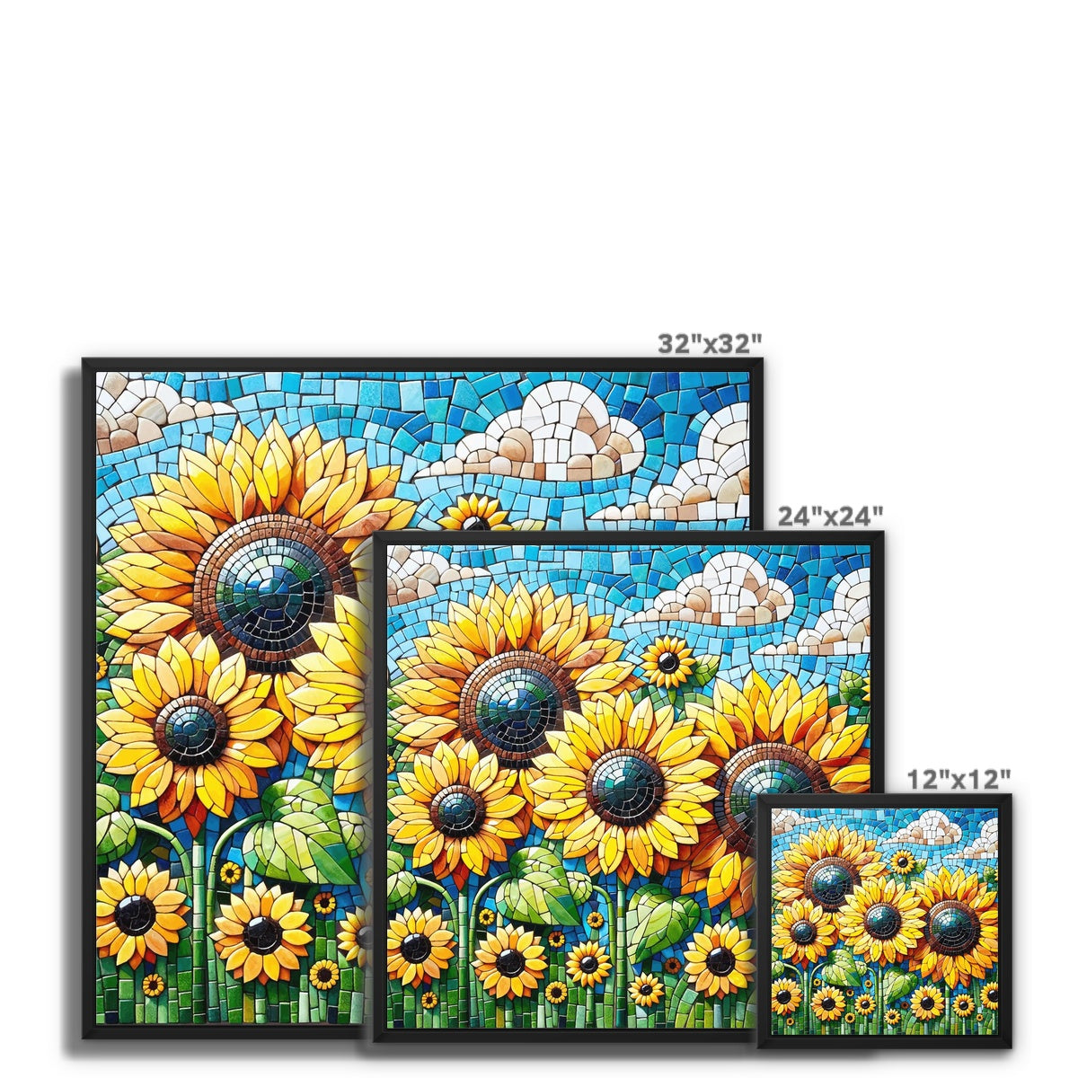 Sunflower Field Mosaic Framed Canvas