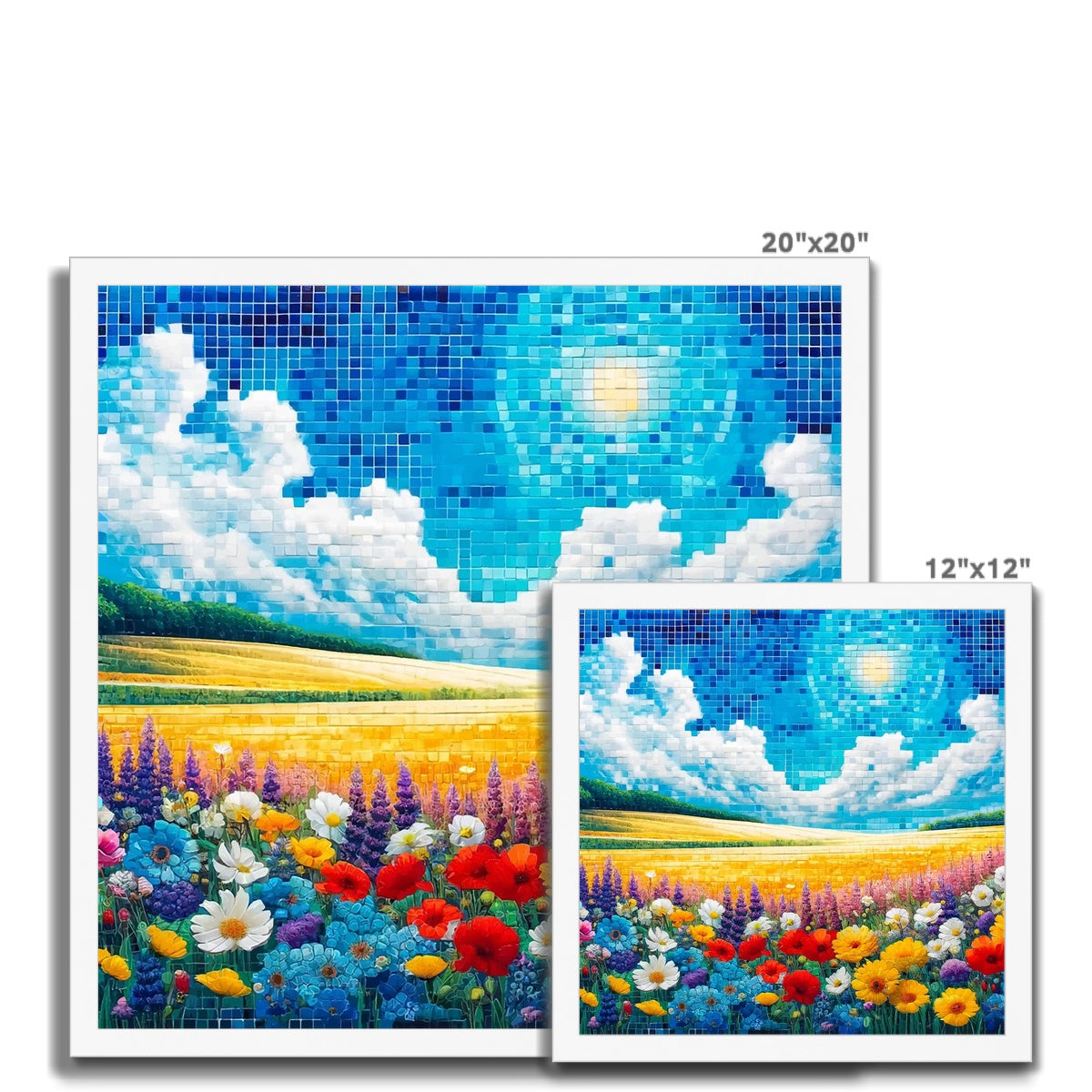 Flower Field Mosaic Budget Framed Poster