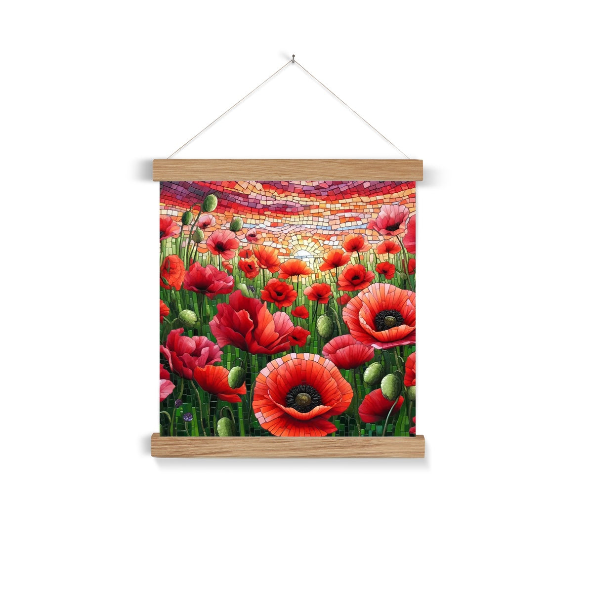 Poppy Field Mosaic Fine Art Print with Hanger - DecorDash