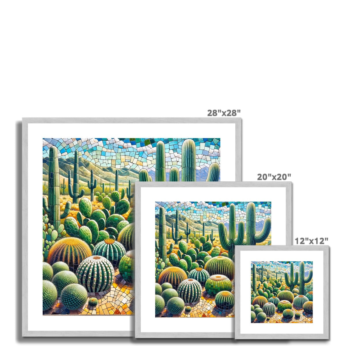 Cacti Mosaic Antique Framed & Mounted Print - DecorDash