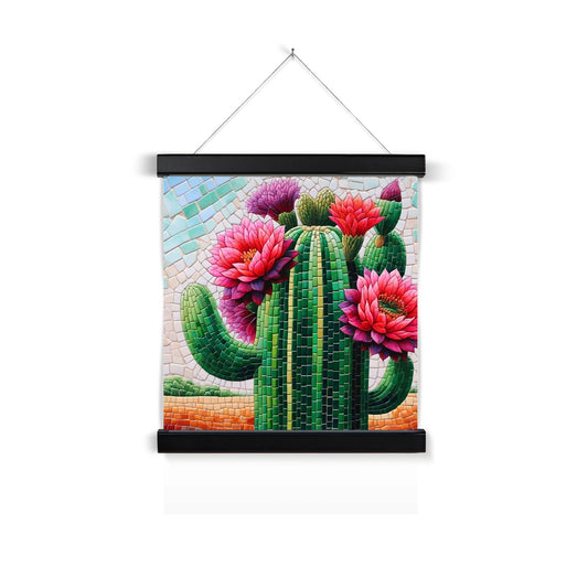 Blooming Cactus Mosaic Fine Art Print with Hanger
