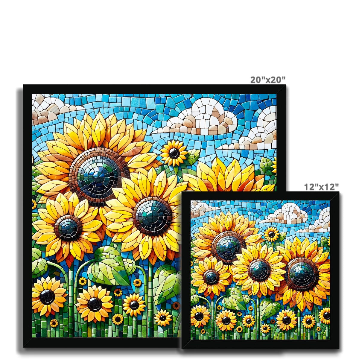 Sunflower Field Mosaic Budget Framed Poster