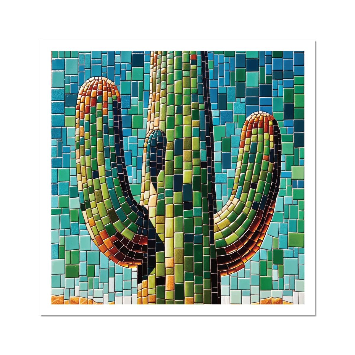 Saguaro Cactus Mosaic Hahnemühle German Etching Print - DecorDash