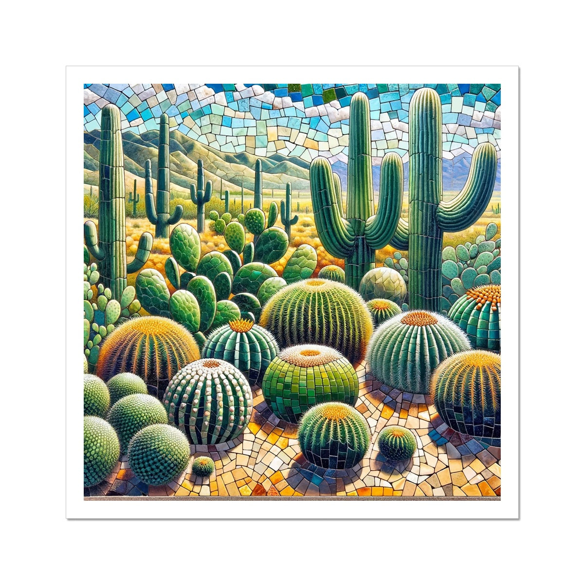 Cacti Mosaic Hahnemühle German Etching Print