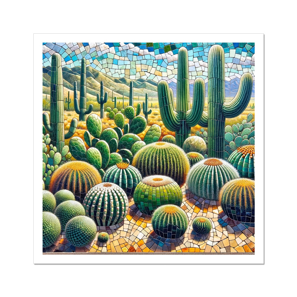 Cacti Mosaic Hahnemühle German Etching Print - DecorDash