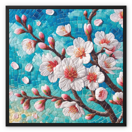Almond Blossom Mosaic Framed Canvas