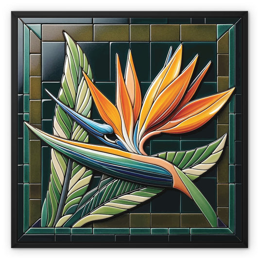 Bird of Paradise Mosaic Framed Canvas