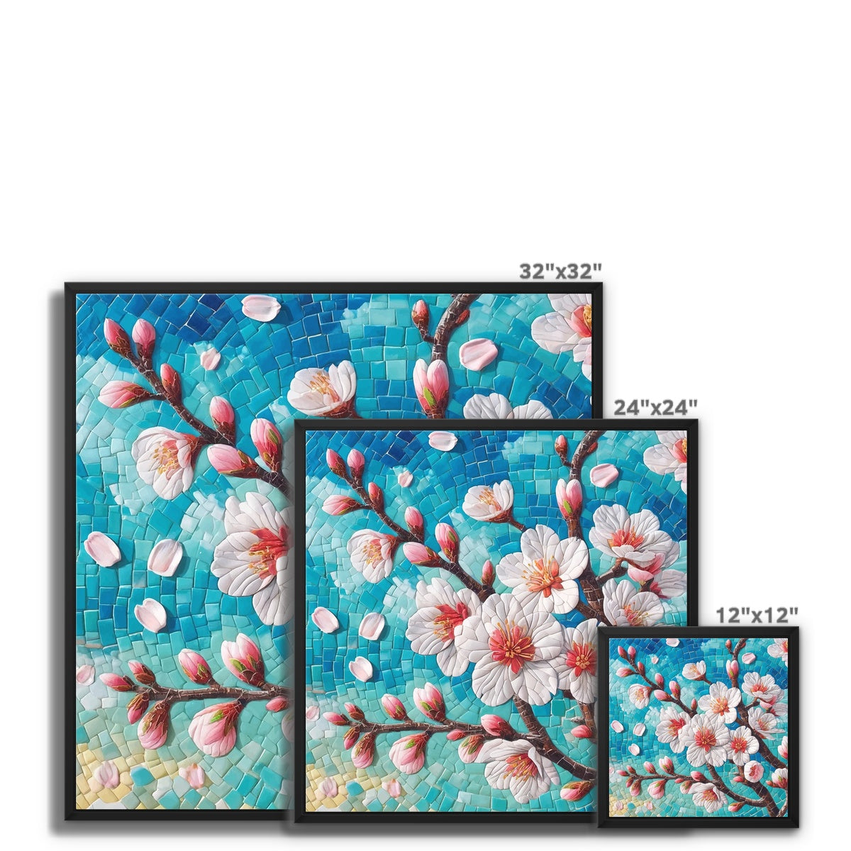 Almond Blossom Mosaic Framed Canvas
