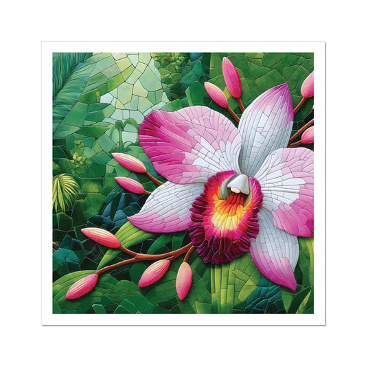 Pink Orchid Mosaic Hahnemühle German Etching Print - DecorDash