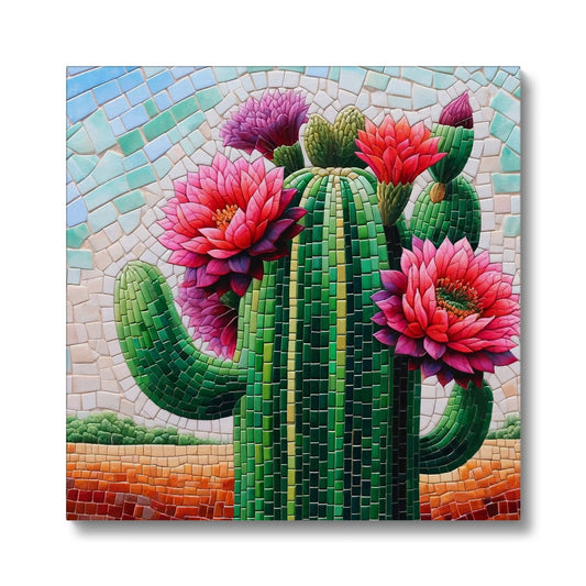 Blooming Cactus Mosaic Eco Canvas - DecorDash