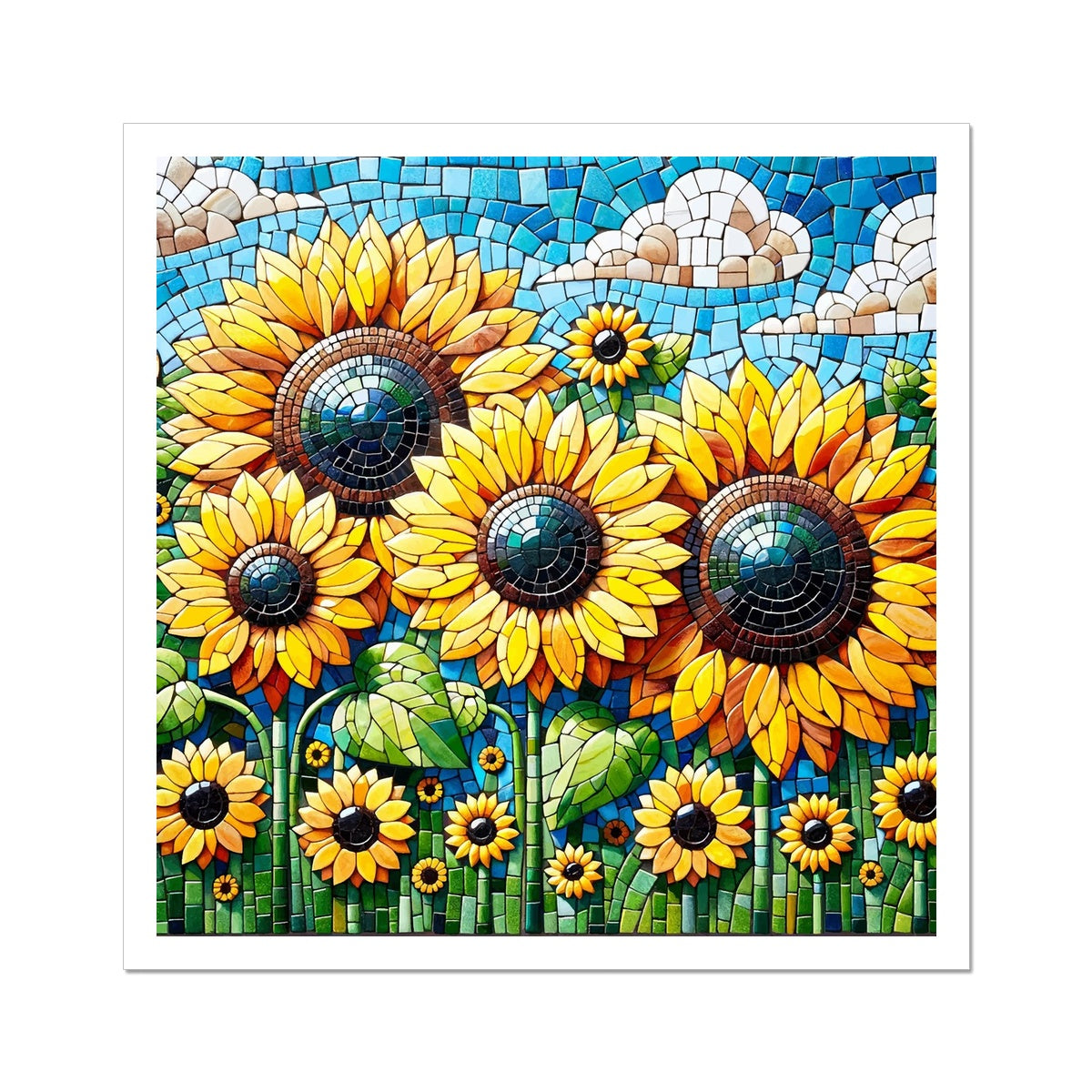 Sunflower Field Mosaic Hahnemühle German Etching Print - DecorDash