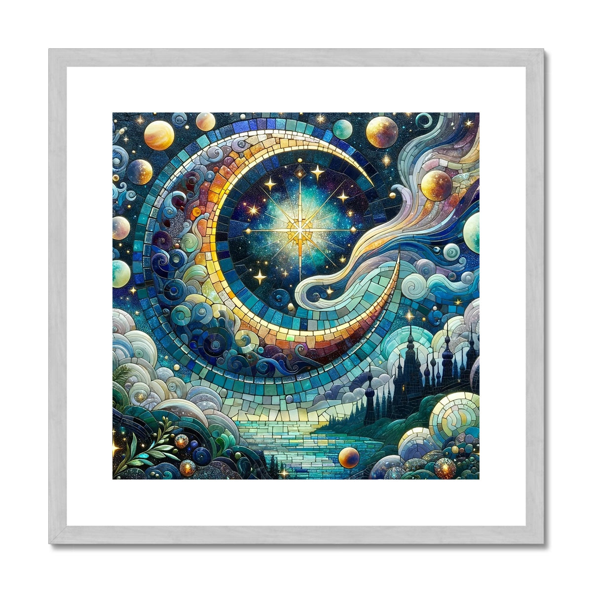 Crescent Moon Mosaic Antique Framed & Mounted Print - DecorDash