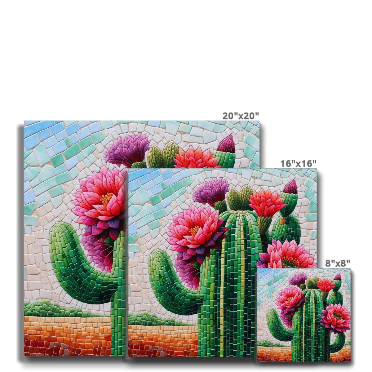 Blooming Cactus Mosaic Eco Canvas