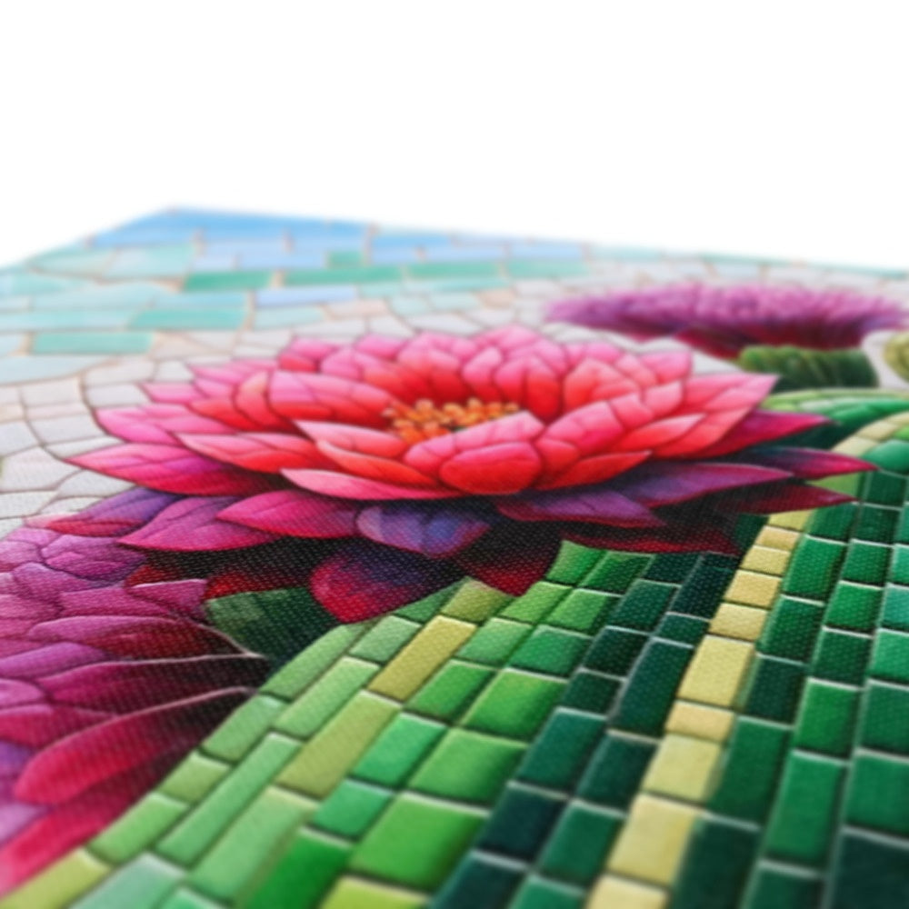 Blooming Cactus Mosaic Eco Canvas - DecorDash