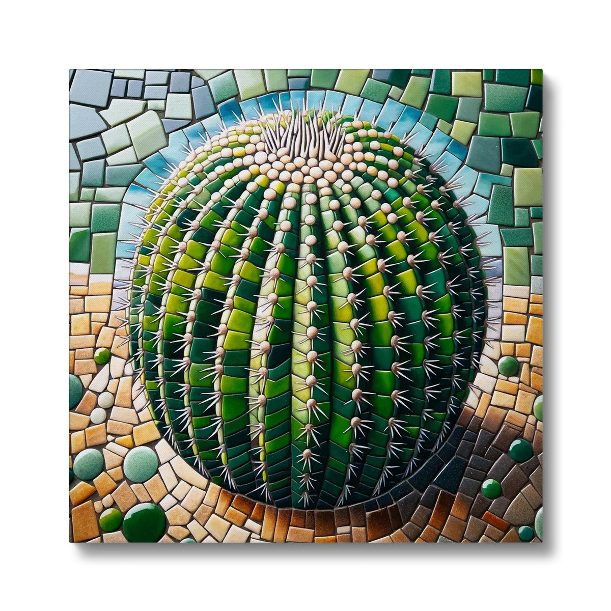 Barrel Cactus Mosaic Eco Canvas - DecorDash