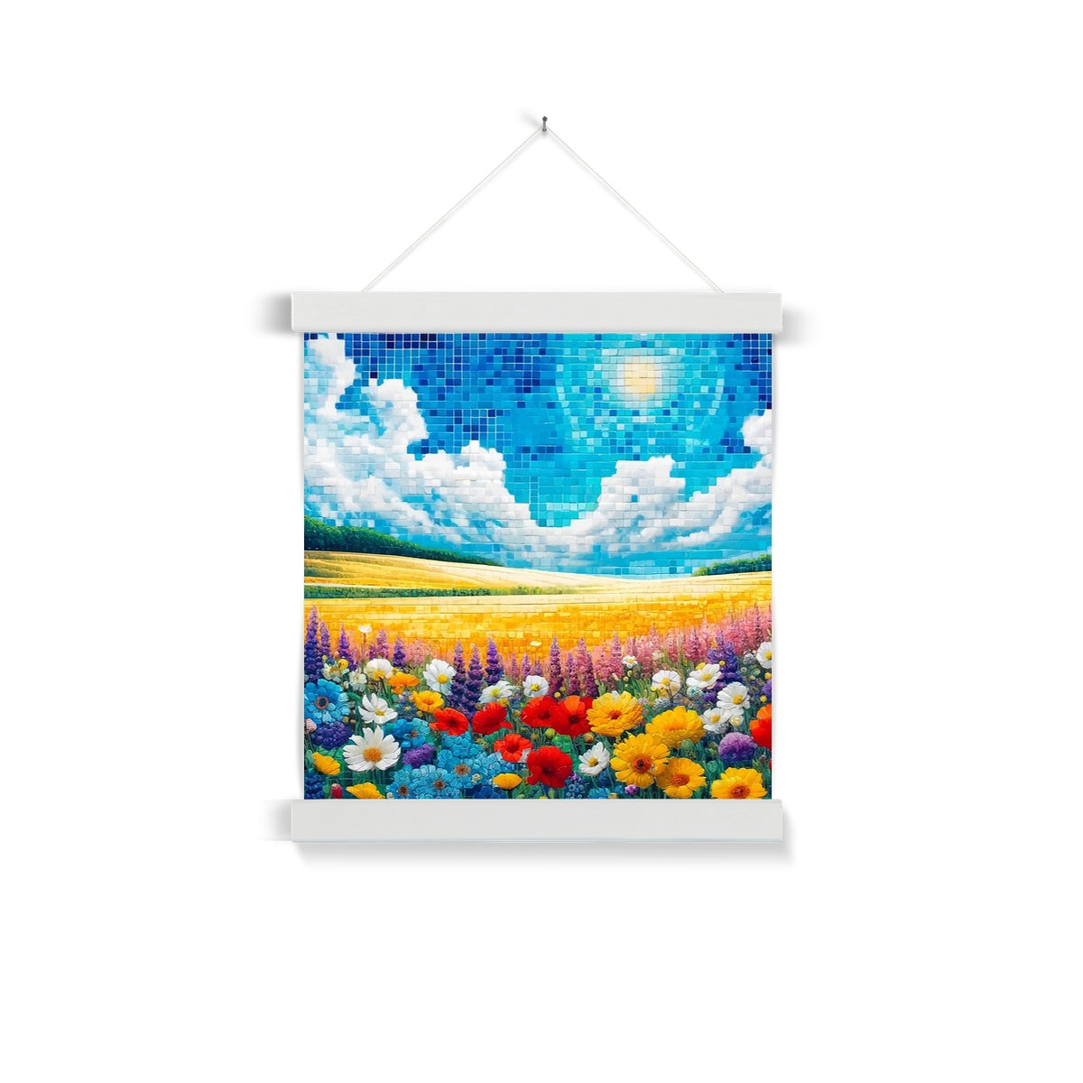 Flower Field Mosaic Fine Art Print with Hanger