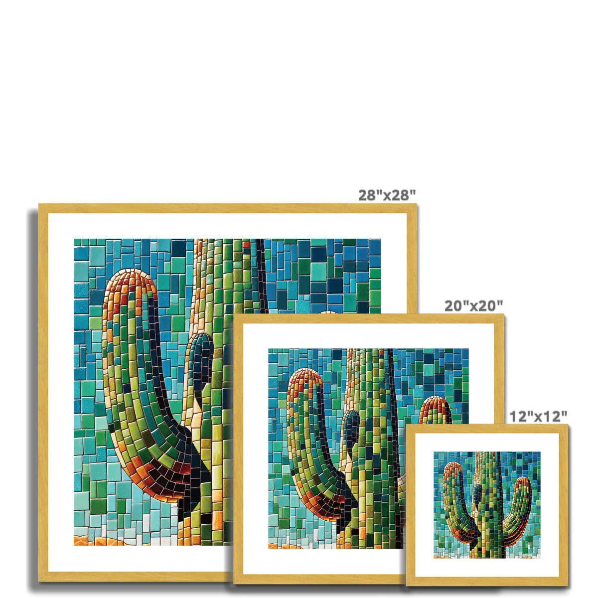 Saguaro Cactus Mosaic Antique Framed & Mounted Print - DecorDash