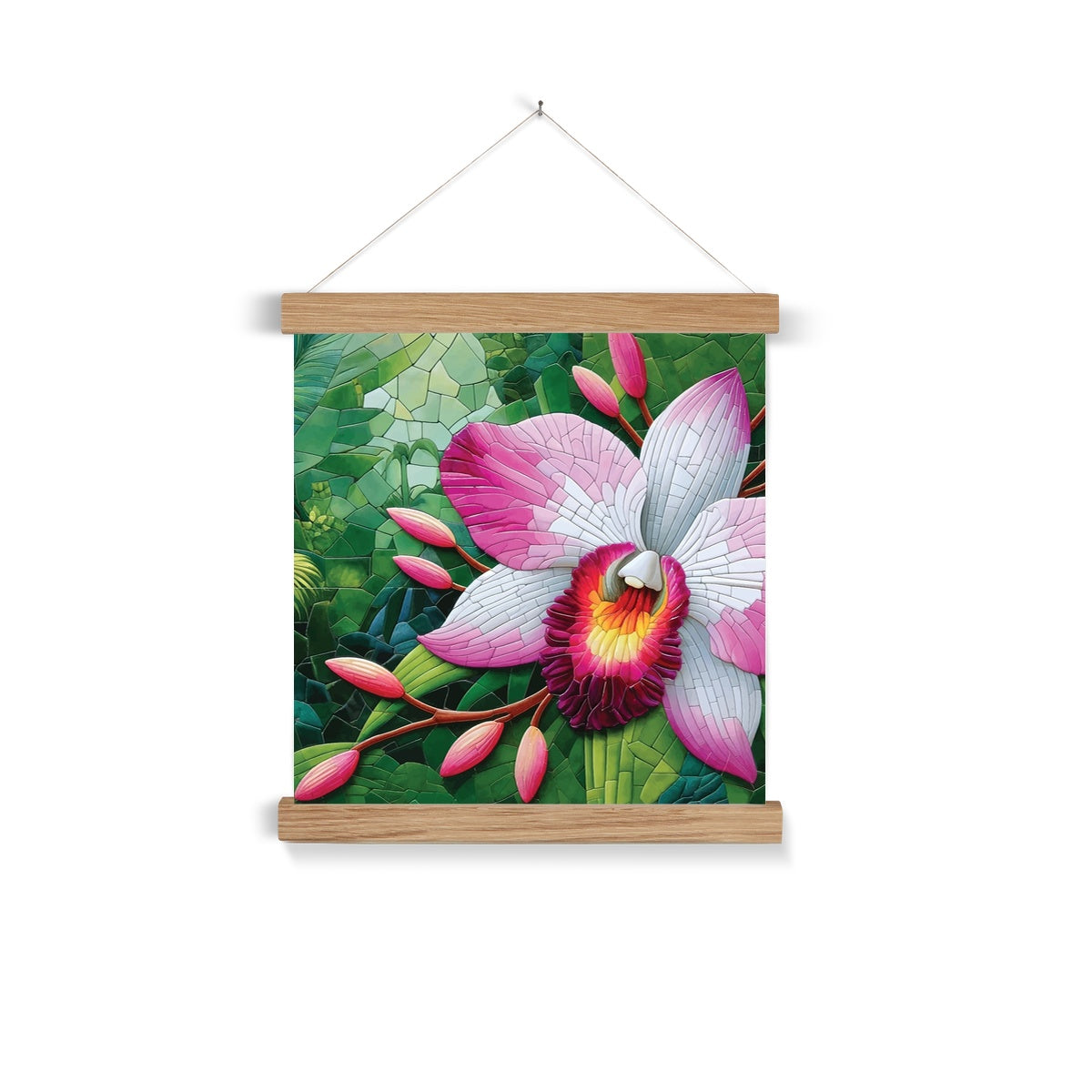 Pink Orchid Mosaic Fine Art Print with Hanger - DecorDash