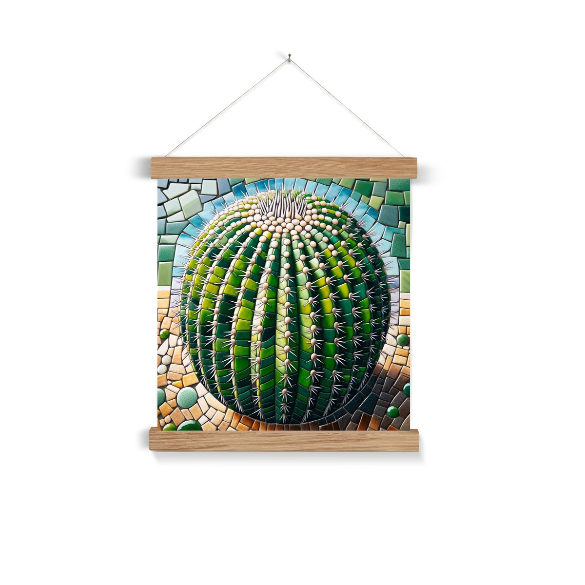 Barrel Cactus Mosaic Fine Art Print with Hanger