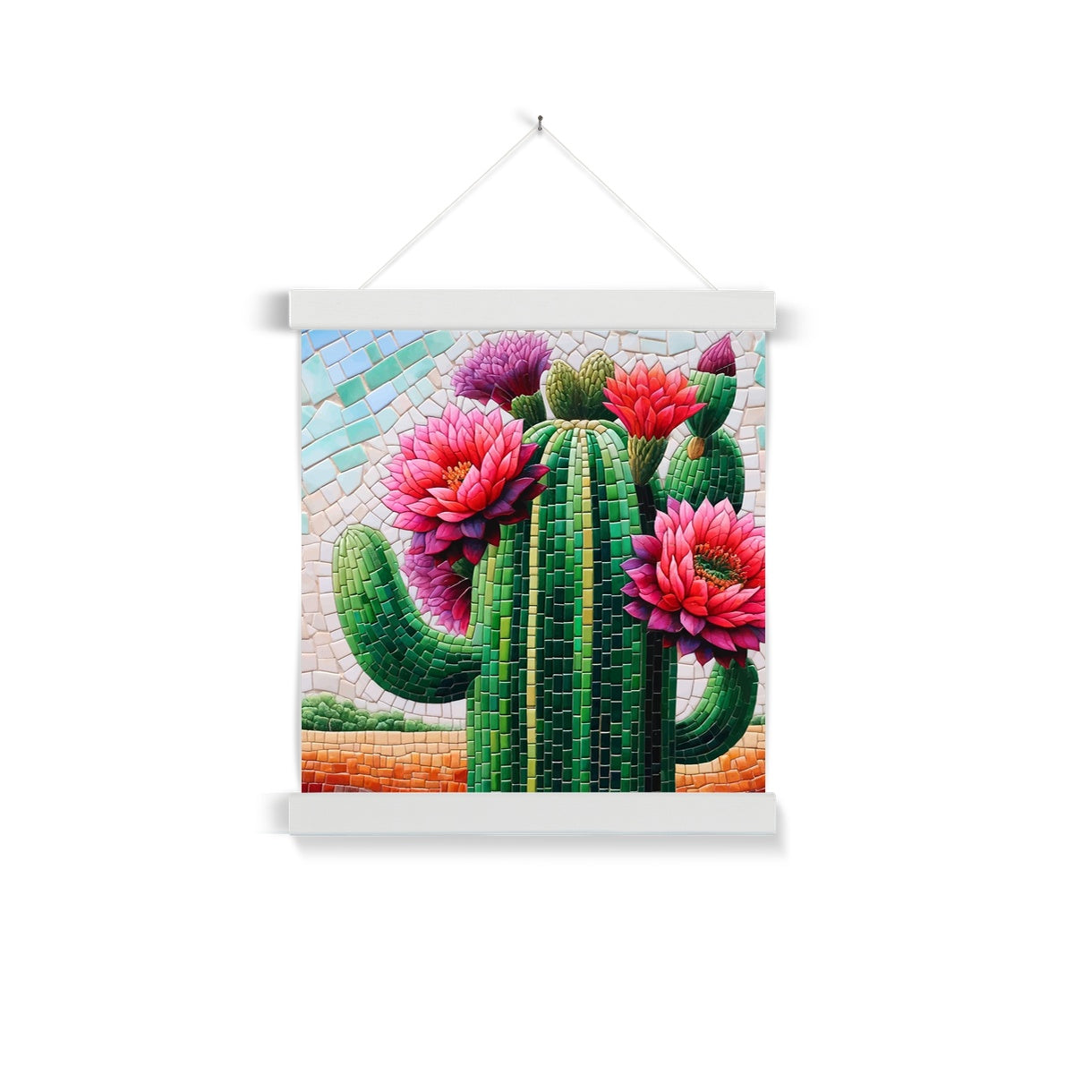 Blooming Cactus Mosaic Fine Art Print with Hanger - DecorDash