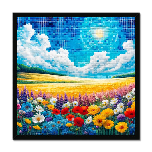 Flower Field Mosaic Budget Framed Poster