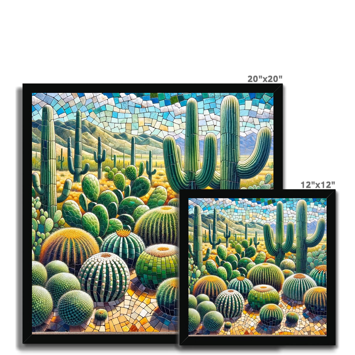 Cacti Mosaic Budget Framed Poster
