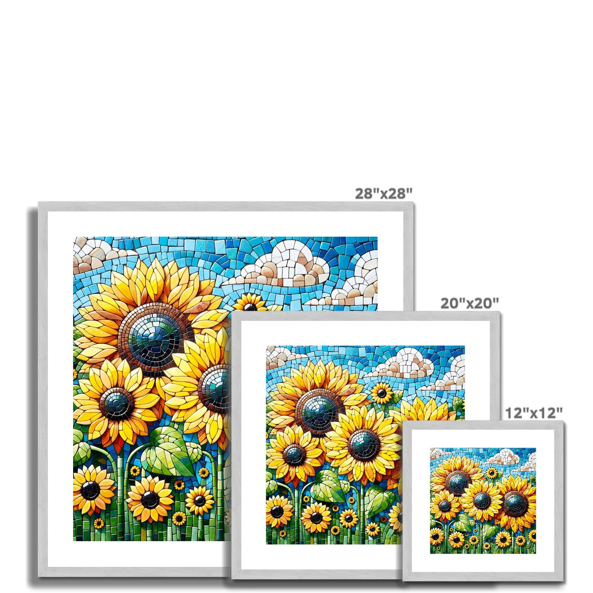 Sunflower Field Mosaic Antique Framed & Mounted Print - DecorDash