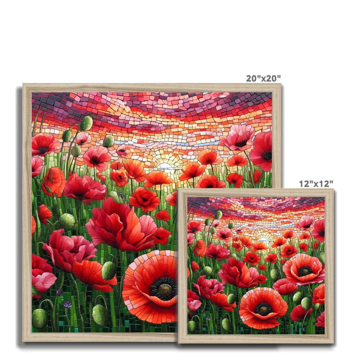 Poppy Field Mosaic Budget Framed Poster