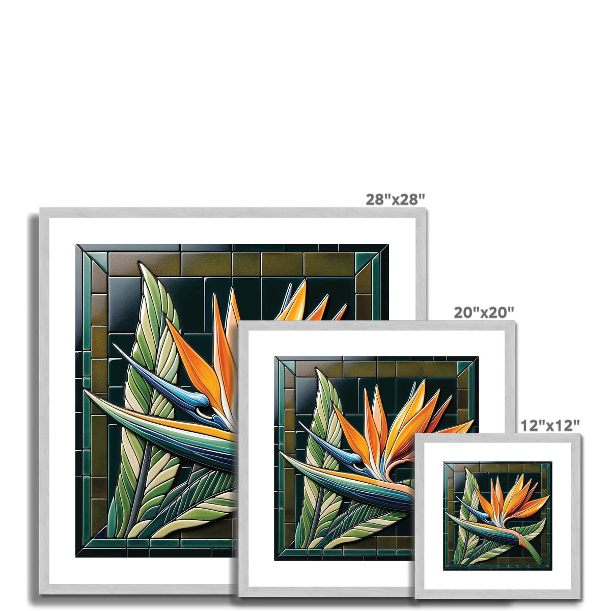 Bird of Paradise Mosaic Antique Framed & Mounted Print - DecorDash