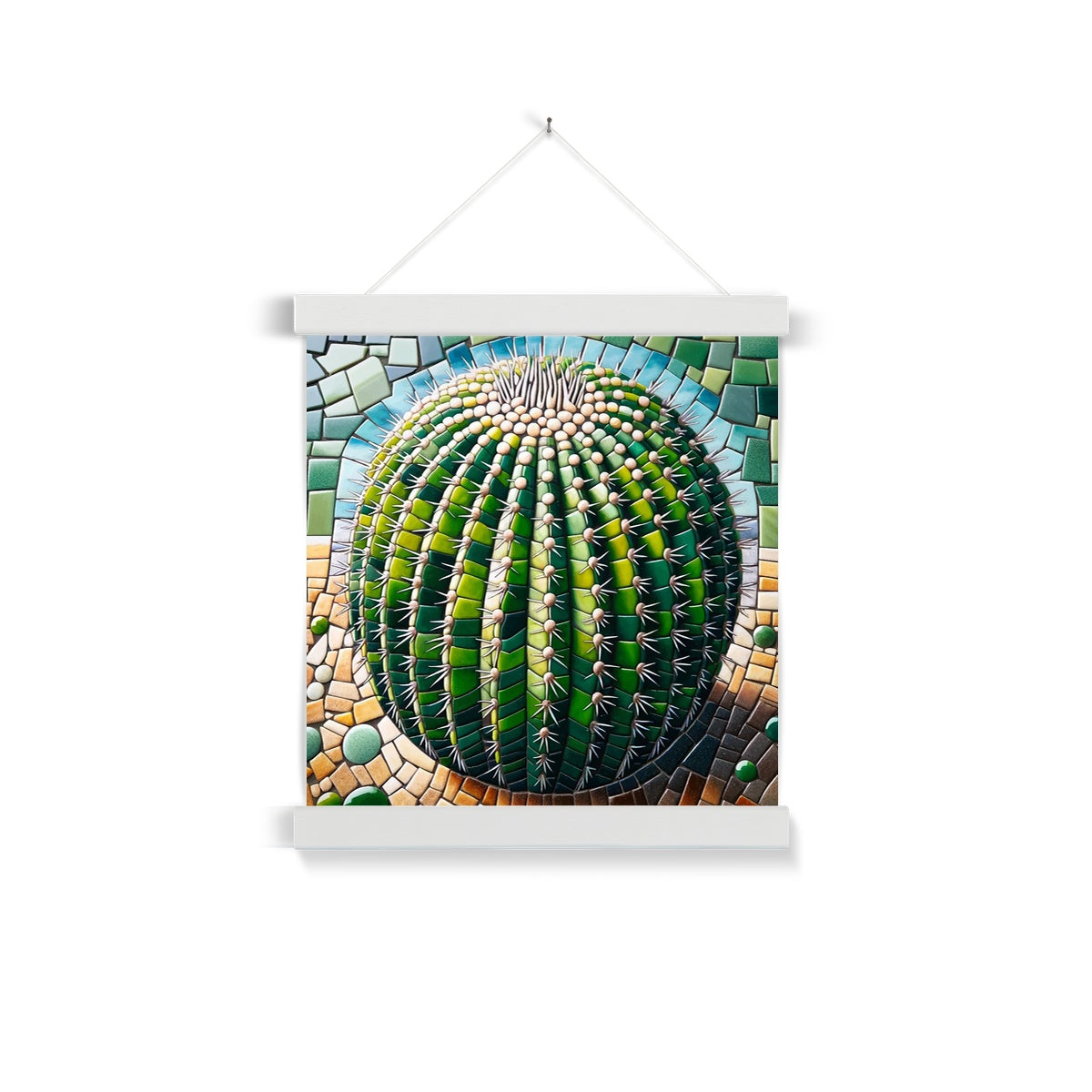 Barrel Cactus Mosaic Fine Art Print with Hanger