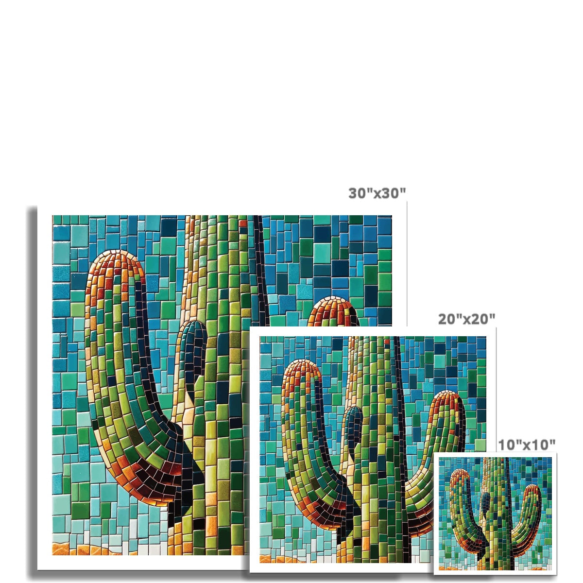 Saguaro Cactus Mosaic Hahnemühle German Etching Print
