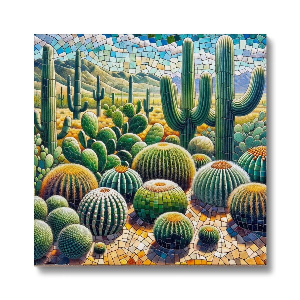 Cacti Mosaic Eco Canvas - DecorDash