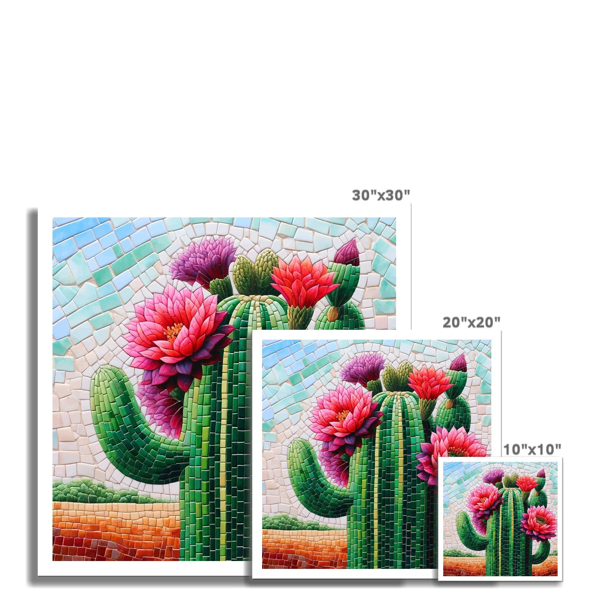 Blooming Cactus Mosaic Hahnemühle German Etching Print - DecorDash