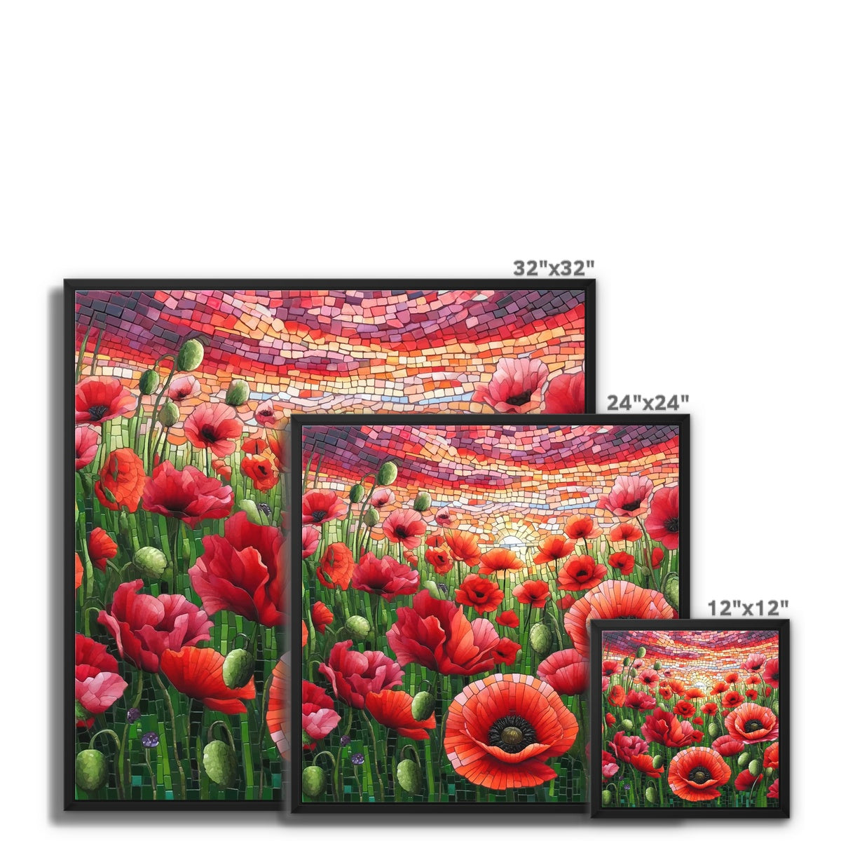 Poppy Field Mosaic Framed Canvas - DecorDash