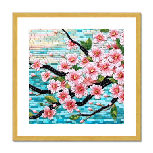 Cherry Blossom Mosaic Antique Framed & Mounted Print