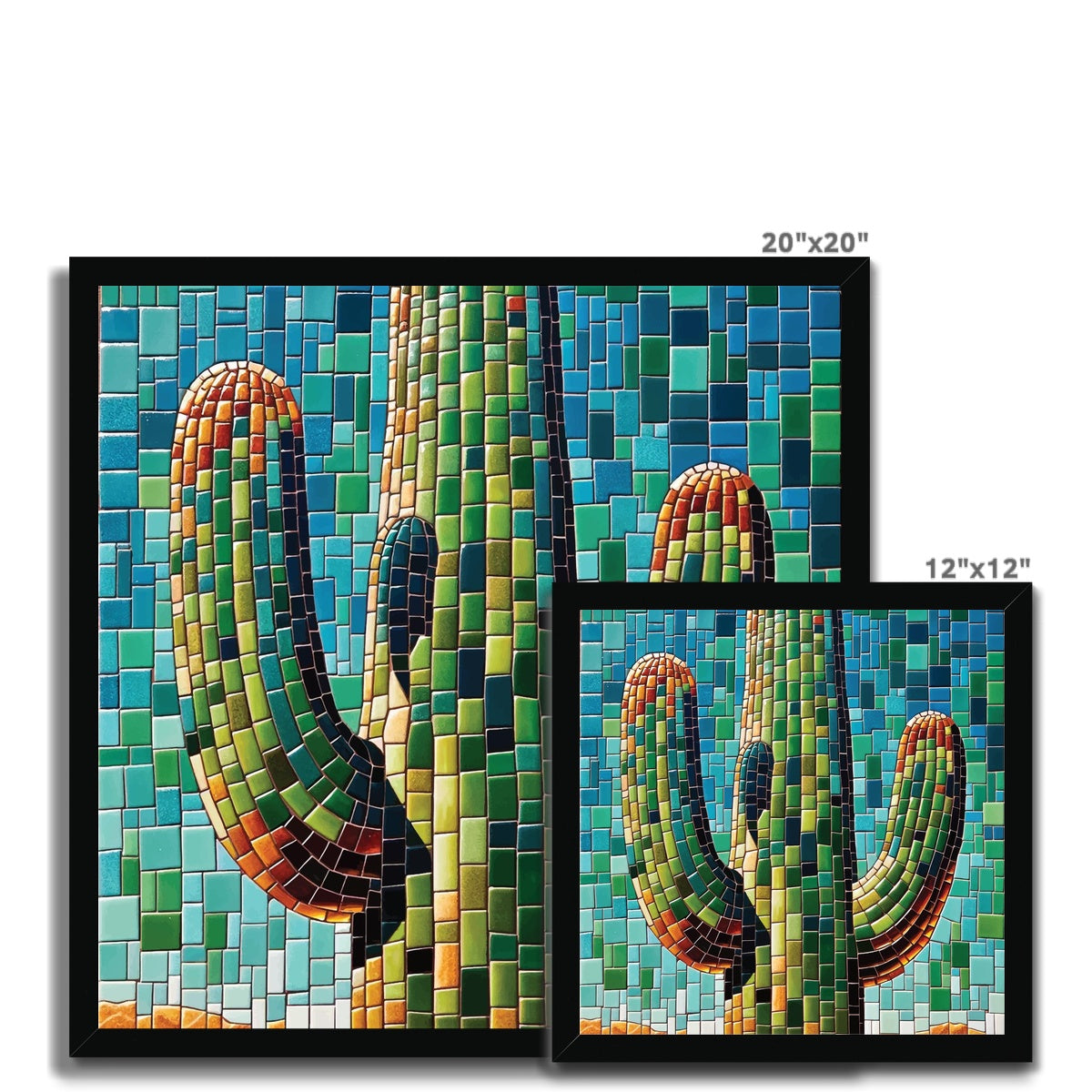 Saguaro Cactus Mosaic Budget Framed Poster