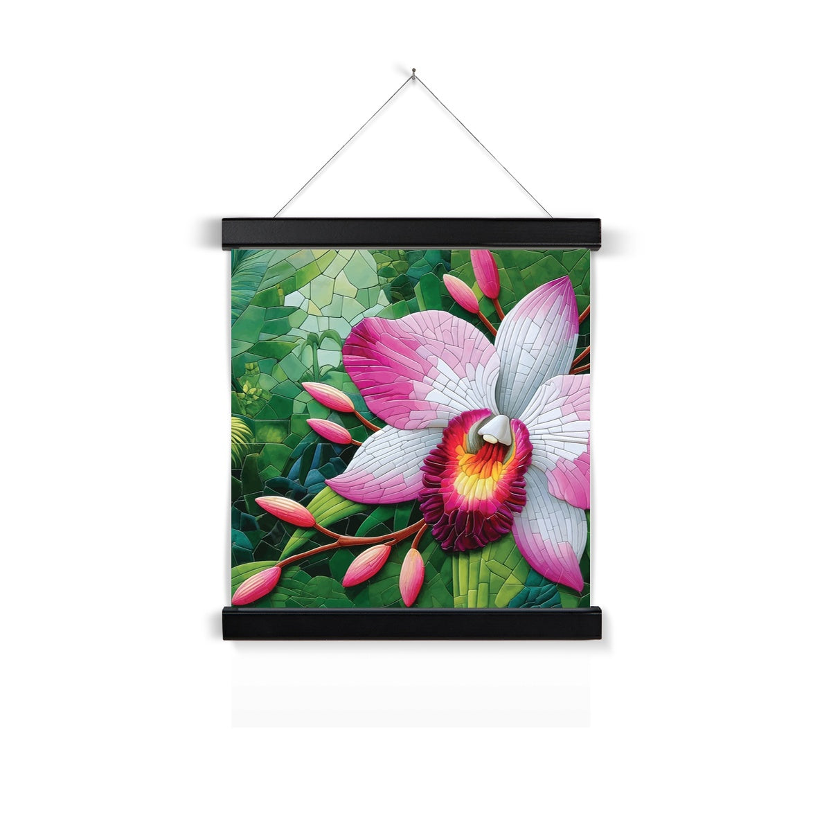 Pink Orchid Mosaic Fine Art Print with Hanger - DecorDash