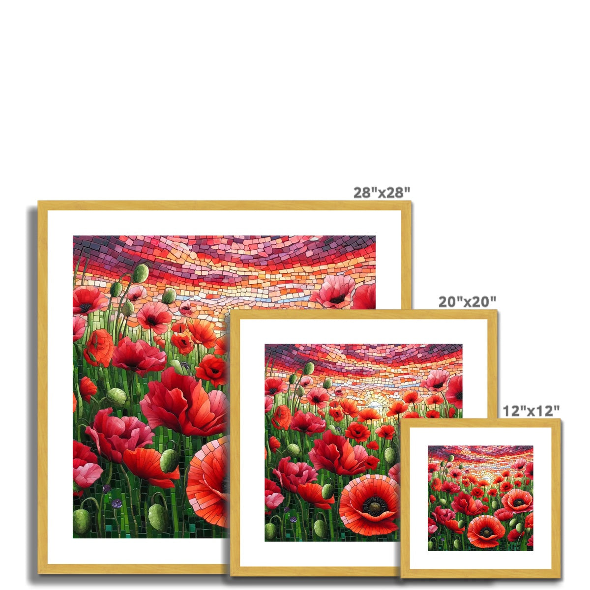 Poppy Field Mosaic Antique Framed & Mounted Print - DecorDash