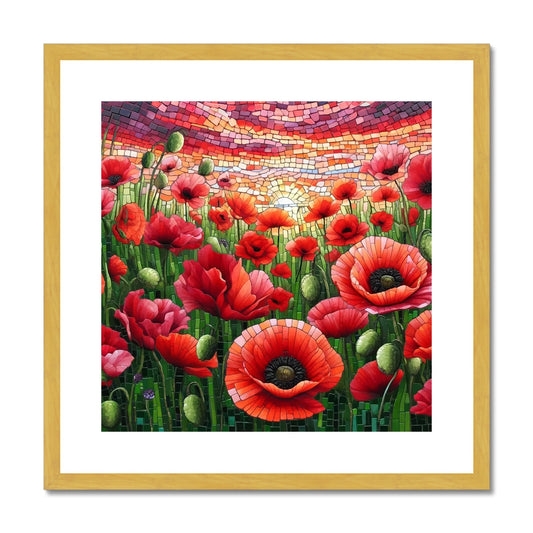 Poppy Field Mosaic Antique Framed & Mounted Print