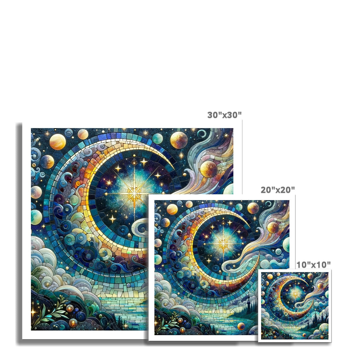 Crescent Moon Mosaic Hahnemühle German Etching Print