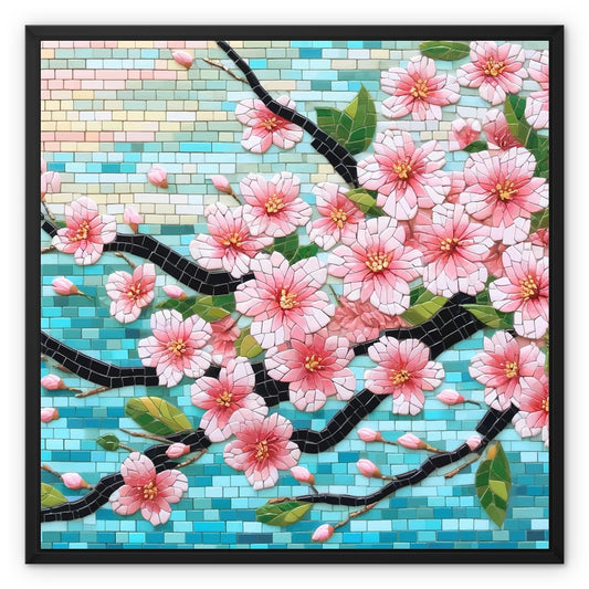 Cherry Blossom Mosaic Framed Canvas