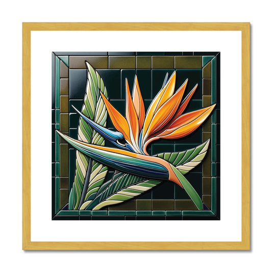 Bird of Paradise Mosaic Antique Framed & Mounted Print - DecorDash